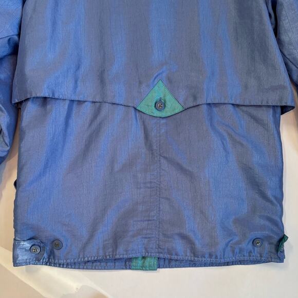 Vintage 80s Mariel Windbreaker Jacket Womens Medium Raincoat Lavender Turquoise - Picture 10 of 13